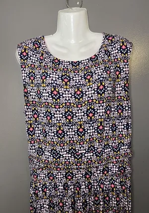 Le Lis Dress Womens Large Blue Floral Scoop Neck Jersey Maxi Sundress Casual thumbnail 1