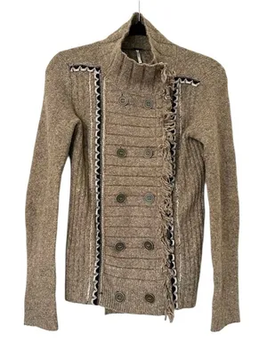 Free People Cuddle Bear Admiral Sweater Double Breasted Button Front Womens XS thumbnail 1