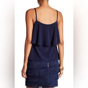 NEW Trina Turk Zazzy Fringe Flapper Mini‎ Skirt in Indigo Art Deco Roaring 20s thumbnail 4