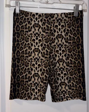 SHEIN Leopard Print Bike Shorts in Brown and Black Size: XS thumbnail 1