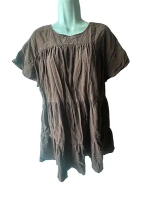 Altar’d State Brown Oversized Shift Dress Cap Sleeve Boho Chic Size S thumbnail 1