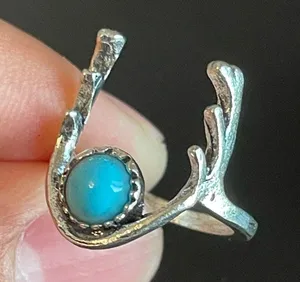 Turquoise stone antler ring size 5.5 thumbnail 7
