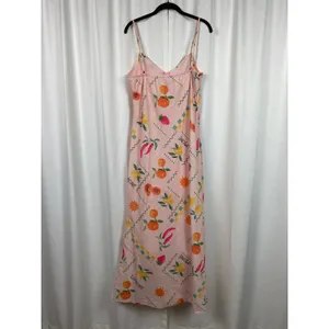 Petal&Pup Pink Fruit Print Frutti Tutti Maxi Slip Dress Sz.XL thumbnail 11