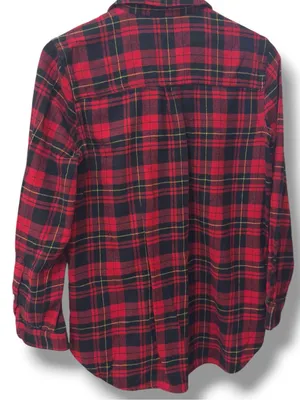 Madewell |EUC Cotton Red Black Plaid Flannel Buffalo Check Button Down Shirt (M) thumbnail 4