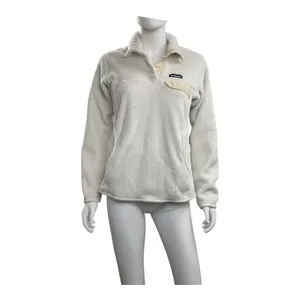Patagonia Women's Cream Fleece Pullover Snap‎ Button Sweater Cozy Warm thumbnail 2
