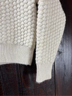 Mango Cream Textured Thick Crewneck Sweater Small thumbnail 4