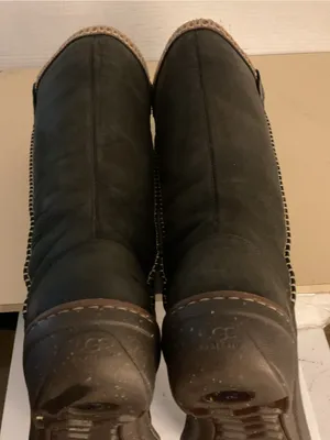 UGG women black brown leather tall Swell boots US 9 thumbnail 4