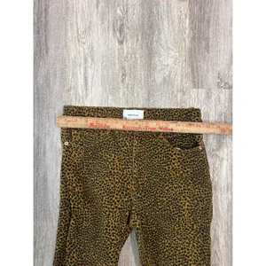 Current/Elliott Leopard Print High Rise Skinny Jeans‎ Raw Hem Size 27 Mustard thumbnail 4