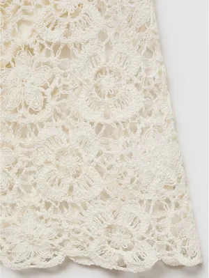 Mango Crochet Floral Mini-Skirt NWT Off White Small thumbnail 3