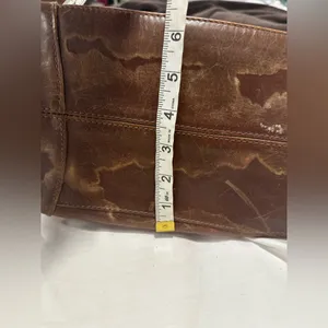 Brown faux Leather Shoulder Bag Executive Tote handbag computer bag Full Zip Top thumbnail 5