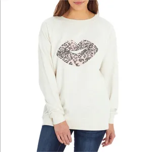 Wildfox Leopard print kiss oversized statement sweatshirt size small thumbnail 2