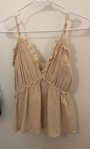 Beige triangle babydoll top Tan thumbnail 1
