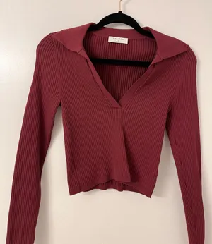 Babaton Aritzia Sculpt Knit Top Collared thumbnail 1