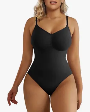SHAPERX Women's Tummy Control Shapewear Thong Bodysuit Seamless Waist Snatching thumbnail 1