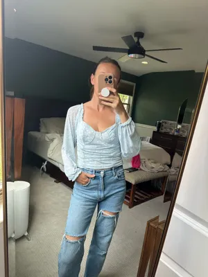 Blue floral top thumbnail 3