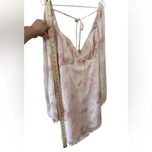 Lulu's Lovely Poise Light Pink Floral Tie Back Long Sleeve Mini Dress,Size XL thumbnail 10