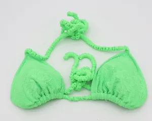 Aerie Bikini Top Womens M Triangle Neon Lime Green Floral Lace New thumbnail 1