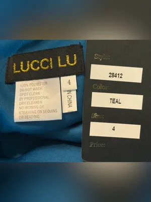 Lucci Lu V-Neck Teal Velvet Mini Dress with Beaded Waist size 4 NWT* thumbnail 6