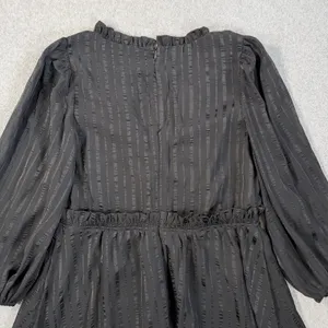 Lulus Forever In My Heart Black Striped Balloon Sleeve Mini Dress Women's Medium thumbnail 9
