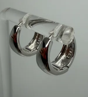 Silver color Stainless Steel Hoops Earrings thumbnail 1