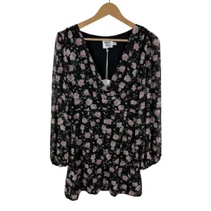 NWT Princess Polly Darlia Floral Mini‎ Dress Size 6 Black Coquette Dark Romantic thumbnail 2