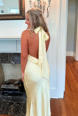 Yellow Satin Maxi Dress Size M thumbnail 2