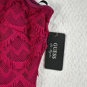 GUESS Fringe Sheath Dress Wine Scalloped Womens Size 4 Sleeveless Short New thumbnail 5