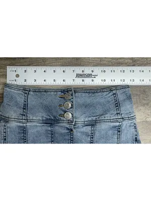 Y2K Denim Micro Mini Skirt Size Small Pleated Ruffle Bratz Indie Coquette Tennis thumbnail 4