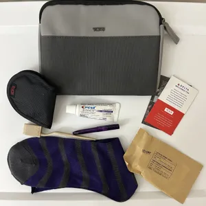 TUMI Delta Grey Pouch 8" Zippered‎ Soft Travel Case Toiletry w/Contents UNUSED thumbnail 1