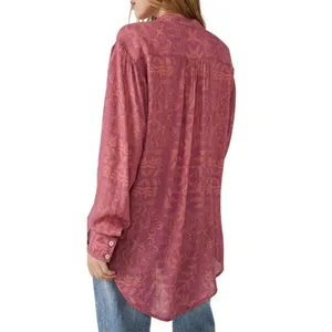 Free People Mia Floral Print Plunging Tie Neck‎ Long Sleeve Tunic Top Size Small thumbnail 3