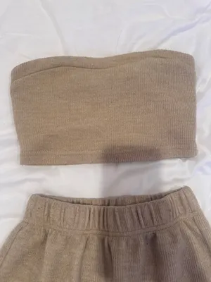 Beige two piece matching set Tan thumbnail 3