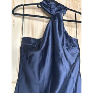NWT Lulus Madalena Navy Satin Cowl Back Maxi Dress Holiday Banquet Gala Party S thumbnail 6