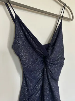 Lucy in the‎ Sky Navy Blue Sparkly Ruched Bodycon Mini Dress Size XS thumbnail 3