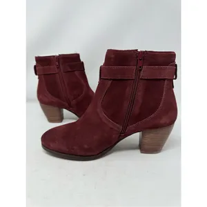 Diba Womens Shoes Boots Sz 7.5 Burgundy Red Suede Leather Heeled Chic Casual New thumbnail 5