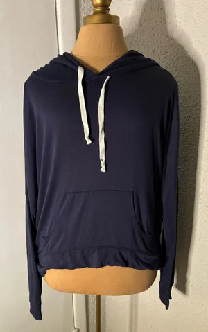 Abercrombie & Fitch Blue High Low Hoodie M Classic Casual Cozy Comfy Skater Twee thumbnail 1