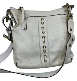 coach medium w adjustable strap white leather cros thumbnail 1