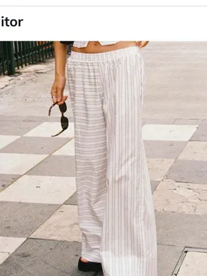 Princess Polly White Striped Wide Leg Relaxed Fit Pants NWT 6 thumbnail 8