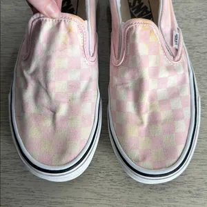 Vans Pink and Off White Checkered Slip-On Flats Size 7.5 thumbnail 2
