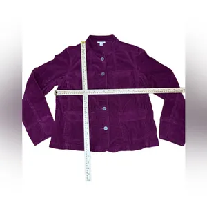 Charter Club Corduroy Jacket Womens Medium Burgundy Button‎ Up Pockets Slim Fit thumbnail 5