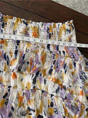 Anthropologie Size Medium Somerset Print Mini Ruffle Tiered Skirt thumbnail 5