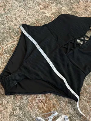 Anthropologie Dippin Daisys Bliss Ribbed One Piece Black Swimsuit Medium thumbnail 10