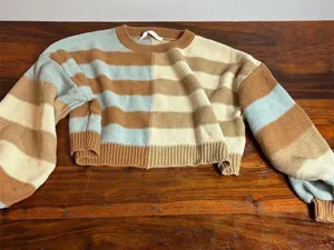 Altar'd State Women's Striped Colorblock Cropped Sweater Size S thumbnail 1