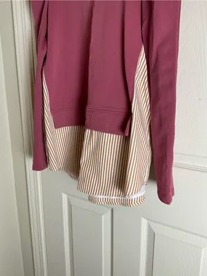 Maeve by Anthropologie Mixed Media Puff Sleeve Sweatshirt Medium thumbnail 3