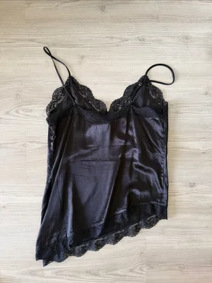 Sndys. Black Satin Lace Trim Tank thumbnail 3