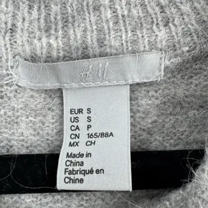 H&M Mohair Wool Blend Sweater Women S Gray Fuzzy Crewneck Quiet Luxury Cozy thumbnail 6