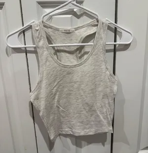 Active Basic Grey Cream Active Wear Tank thumbnail 1