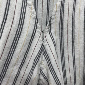 Abercrombie Women Cottagecore Coastal Tie Front Crop Top L White Striped Linen thumbnail 4