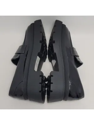 New York & Company Women's Penny Chunky Lug Sole Black Patent Leather Loafers 9 thumbnail 10