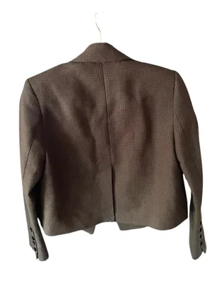 NEW Zara Brown Gingham Cropped Blazer XS Plaid Tailored Office Jacket Chic thumbnail 3