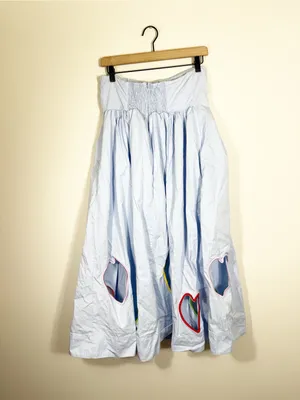 Anthropologie Mare Mare Strapless Cut-Out Hearts A-Line Midi Dress Light Blue thumbnail 6